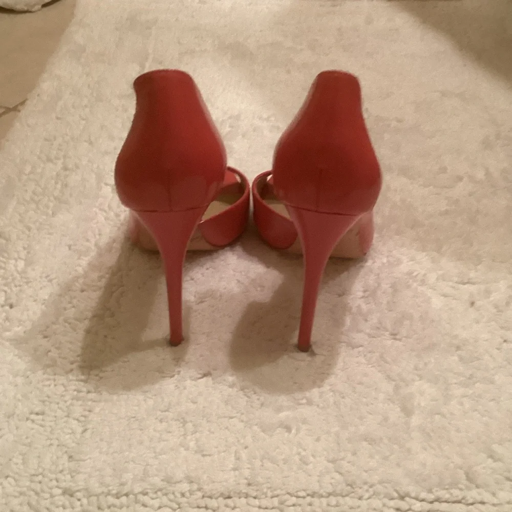 Guess by Marciano Coral Patent Peep-Toe Stilettos